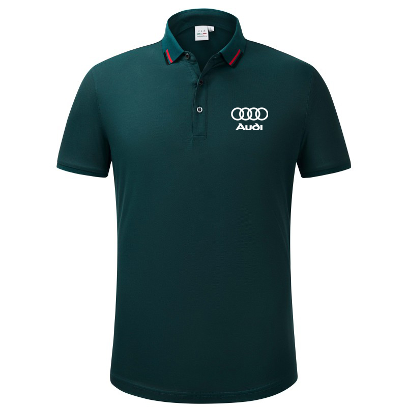 2022 Polo Audi Homme Coton Col Rouge et Vert Manche Courte